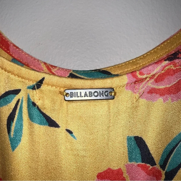 Billabong Yellow Floral Jumpsuit Boho Festival Whimsical Sleeveless Size Medium - Picture 9 of 17